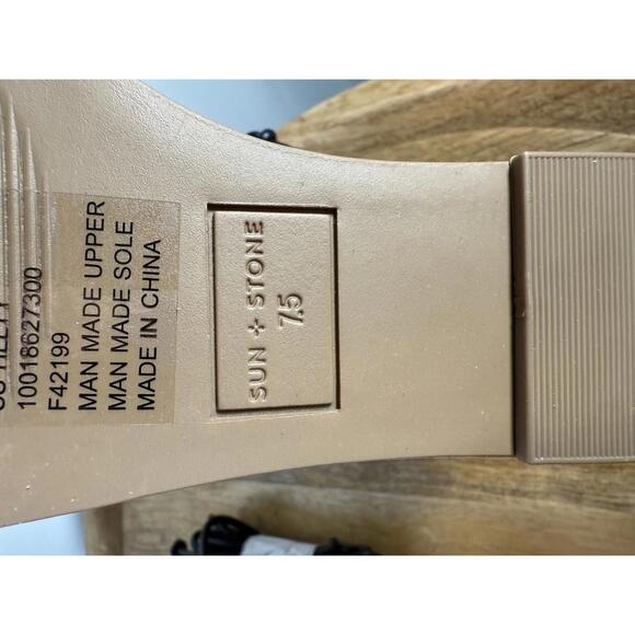 NWB Sun + Stone Tillyyp Womens Faux Leather Heeled Wedge Sandals 7.5 - Picture 8 of 9